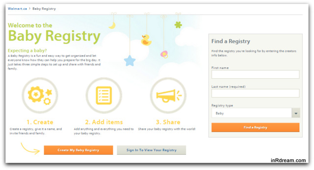 find baby registry walmart canada